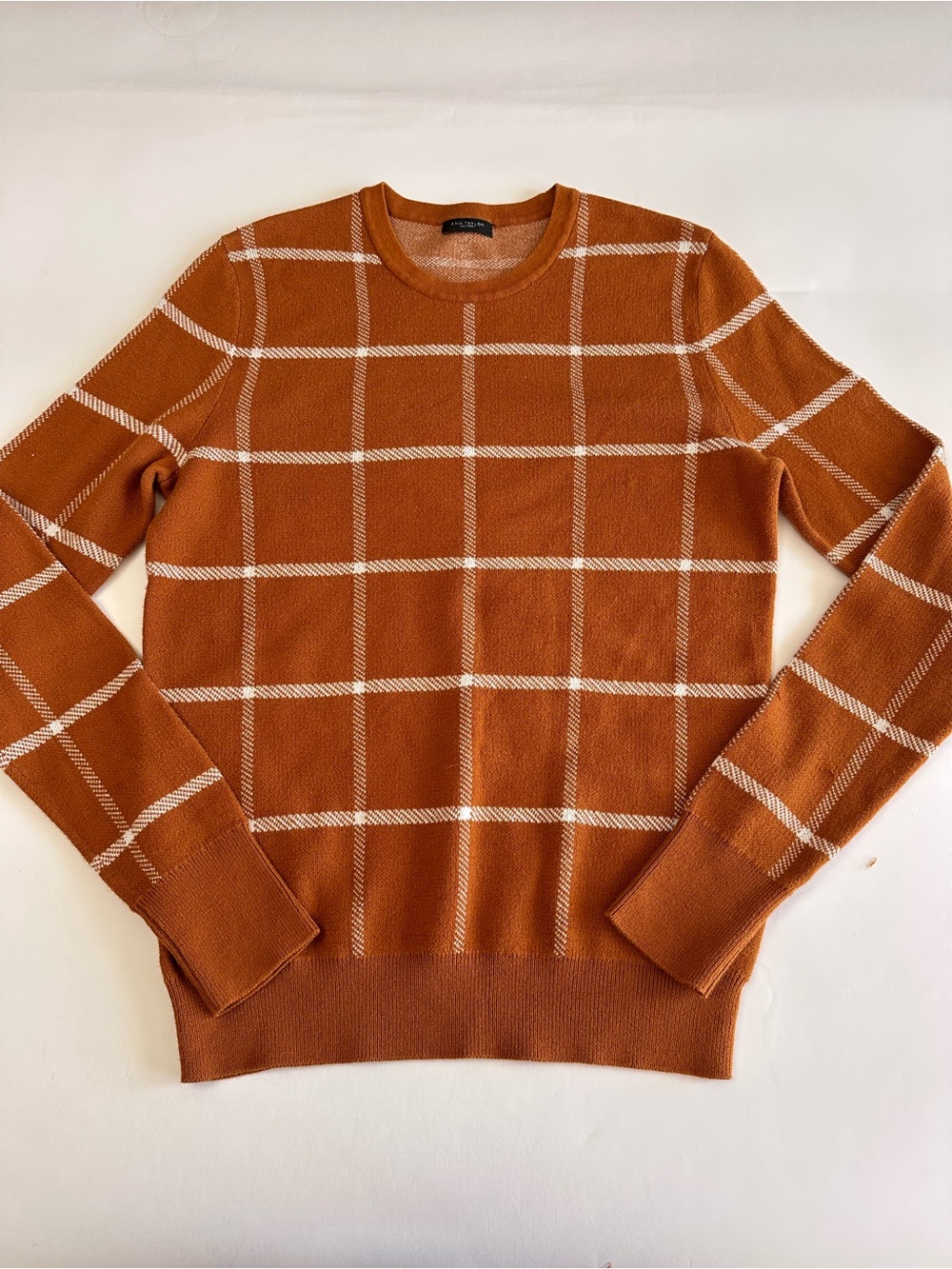 Autumn Academia Windowpane Check Sweater Preppy Heritage Knit Crewneck